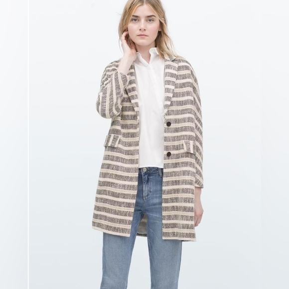 Zara Jackets & Blazers - Zara Striped Coat Size Large